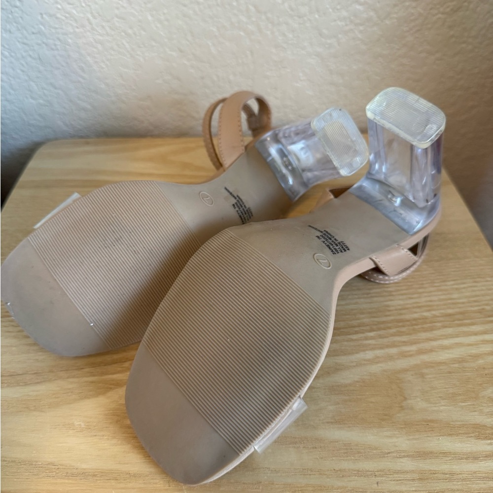 Wild Pair Tan and Clear Block Heels - Picture 5 of 5